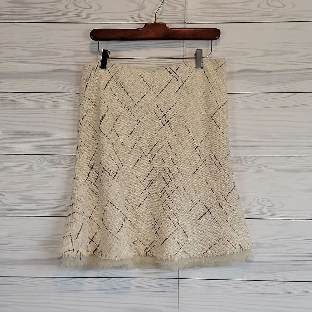 Anne Klein Cream Tweed A-Line Skirt Knee Length Womens Size 6P
